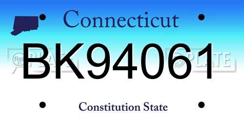 BK94061 Connecticut License Plate