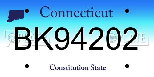 BK94202 Connecticut License Plate