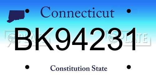 BK94231 Connecticut License Plate