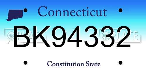 BK94332 Connecticut License Plate