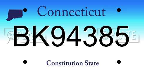 BK94385 Connecticut License Plate