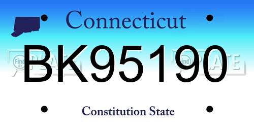 BK95190 Connecticut License Plate