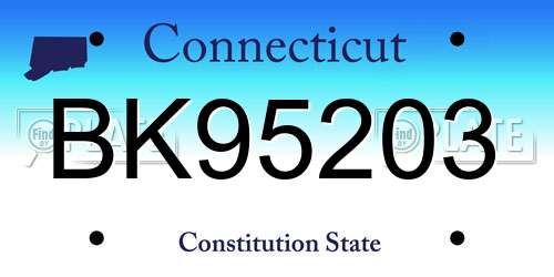 BK95203 Connecticut License Plate