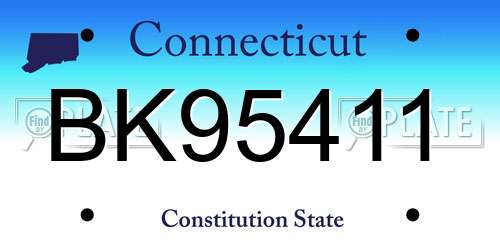 BK95411 Connecticut License Plate