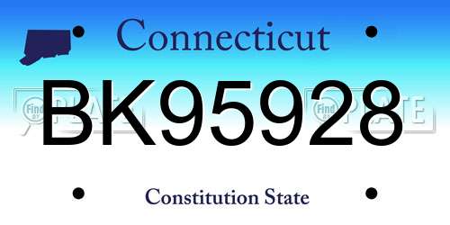 BK95928 Connecticut License Plate