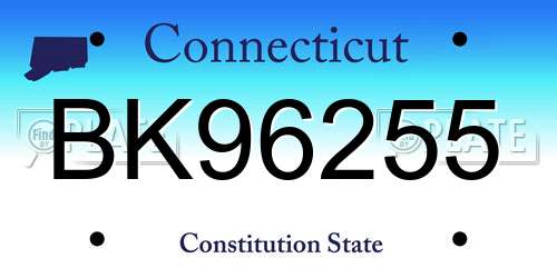 BK96255 Connecticut License Plate