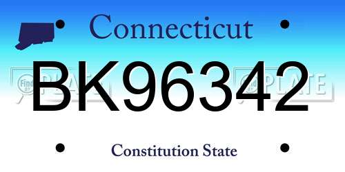 BK96342 Connecticut License Plate