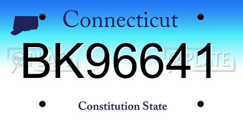 BK96641 Connecticut License Plate