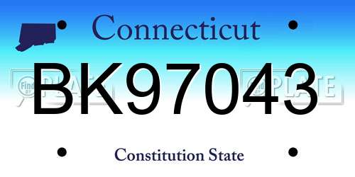BK97043 Connecticut License Plate