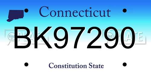 BK97290 Connecticut License Plate