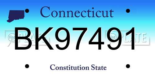 BK97491 Connecticut License Plate