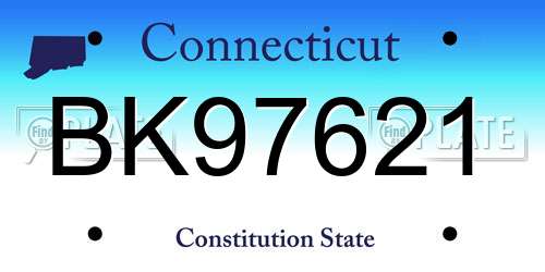 BK97621 Connecticut License Plate