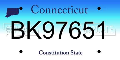 BK97651 Connecticut License Plate