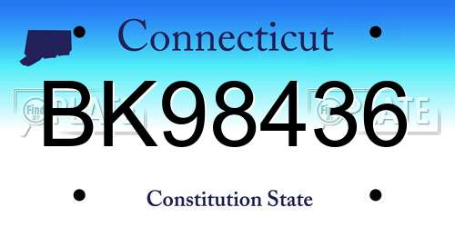 BK98436 Connecticut License Plate