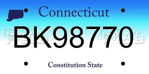 BK98770 Connecticut License Plate