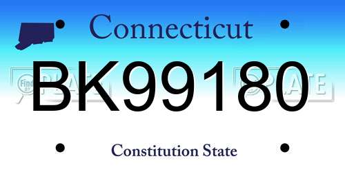 BK99180 Connecticut License Plate