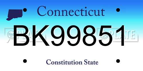 BK99851 Connecticut License Plate