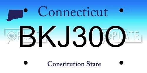 BKJ30O Connecticut License Plate