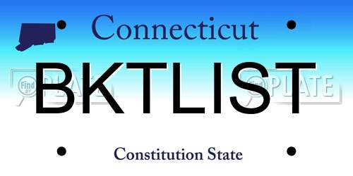 BKTLIST Connecticut License Plate