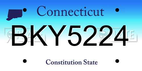 BKY5224 Connecticut License Plate