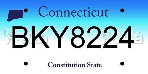 BKY8224 Connecticut License Plate
