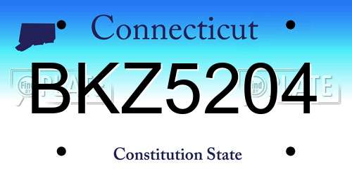 BKZ5204 Connecticut License Plate