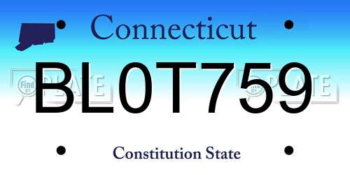 BL0T759 Connecticut License Plate