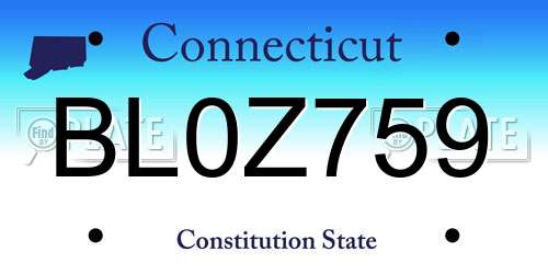 BL0Z759 Connecticut License Plate