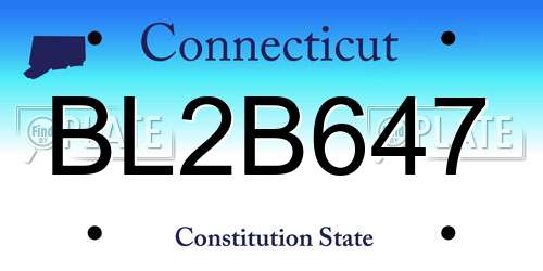 BL2B647 Connecticut License Plate