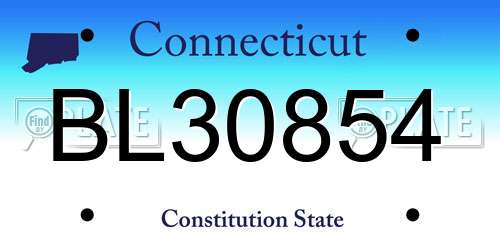 BL30854 Connecticut License Plate