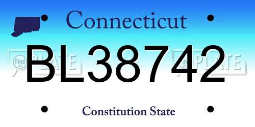 BL38742 Connecticut License Plate