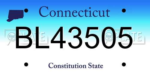 BL43505 Connecticut License Plate