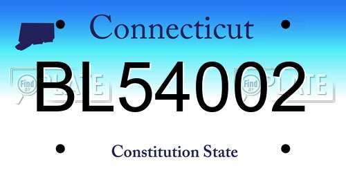 BL54002 Connecticut License Plate