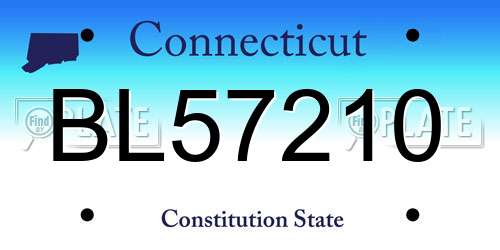 BL57210 Connecticut License Plate