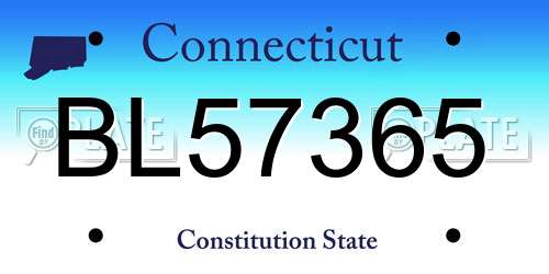 BL57365 Connecticut License Plate