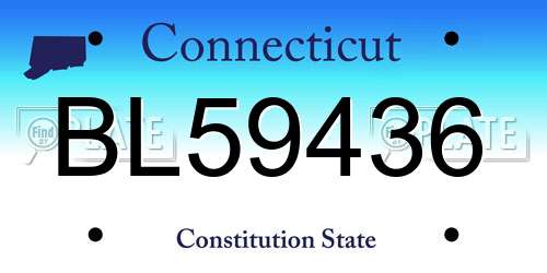 BL59436 Connecticut License Plate