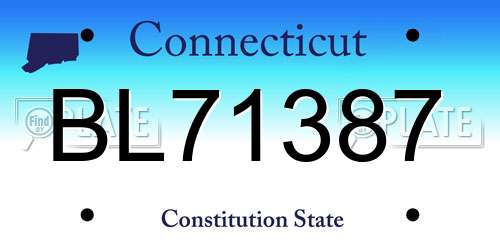 BL71387 Connecticut License Plate