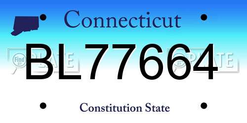 BL77664 Connecticut License Plate