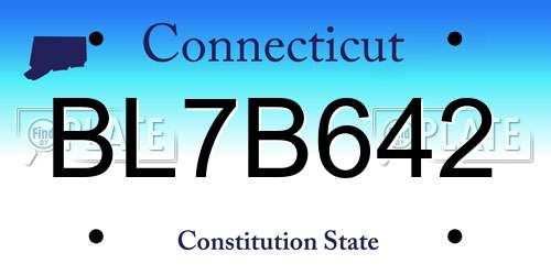 BL7B642 Connecticut License Plate