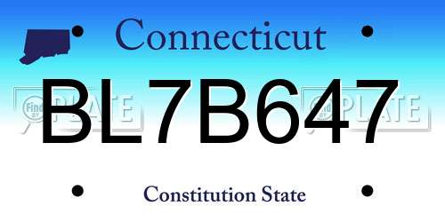 BL7B647 Connecticut License Plate