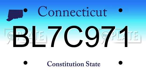 BL7C971 Connecticut License Plate