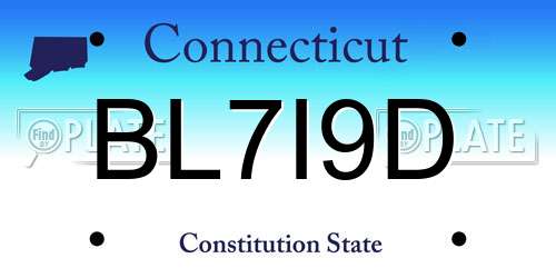 BL7I9D Connecticut License Plate