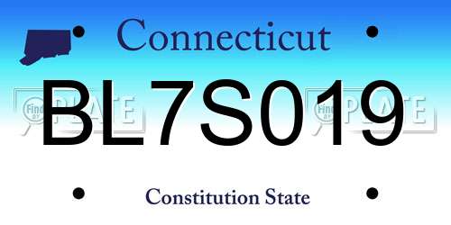 BL7S019 Connecticut License Plate