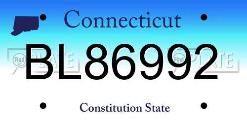 BL86992 Connecticut License Plate