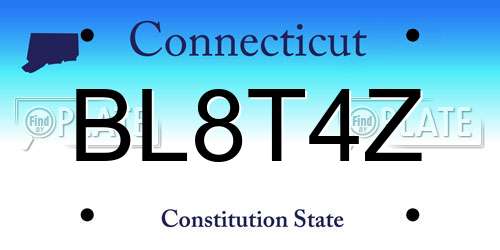 BL8T4Z Connecticut License Plate