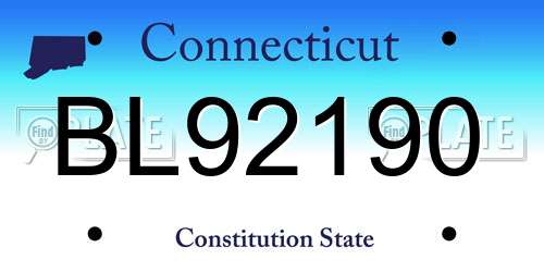 BL92190 Connecticut License Plate