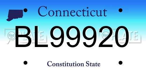 BL99920 Connecticut License Plate