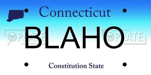 BLAHO Connecticut License Plate
