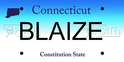 BLAIZE Connecticut License Plate