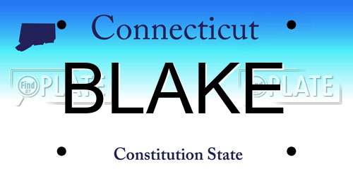 BLAKE Connecticut License Plate